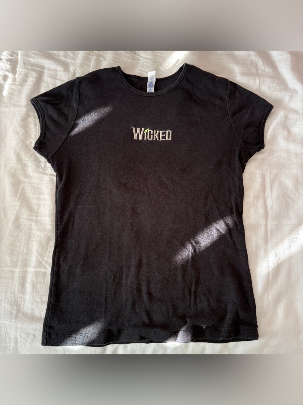 Wicked the Musical Embroidered Tee with Short Capped Sleeves Circa 03